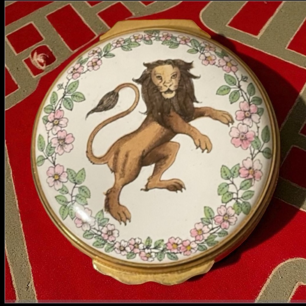 Rare•Halcyon Days Lion Crowned in Nature• Keats•Enameled Box•Collectible•